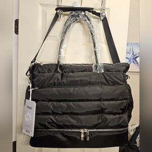 Black Ipack puffy tote bag messenger bag weekend bag travel bag NEW